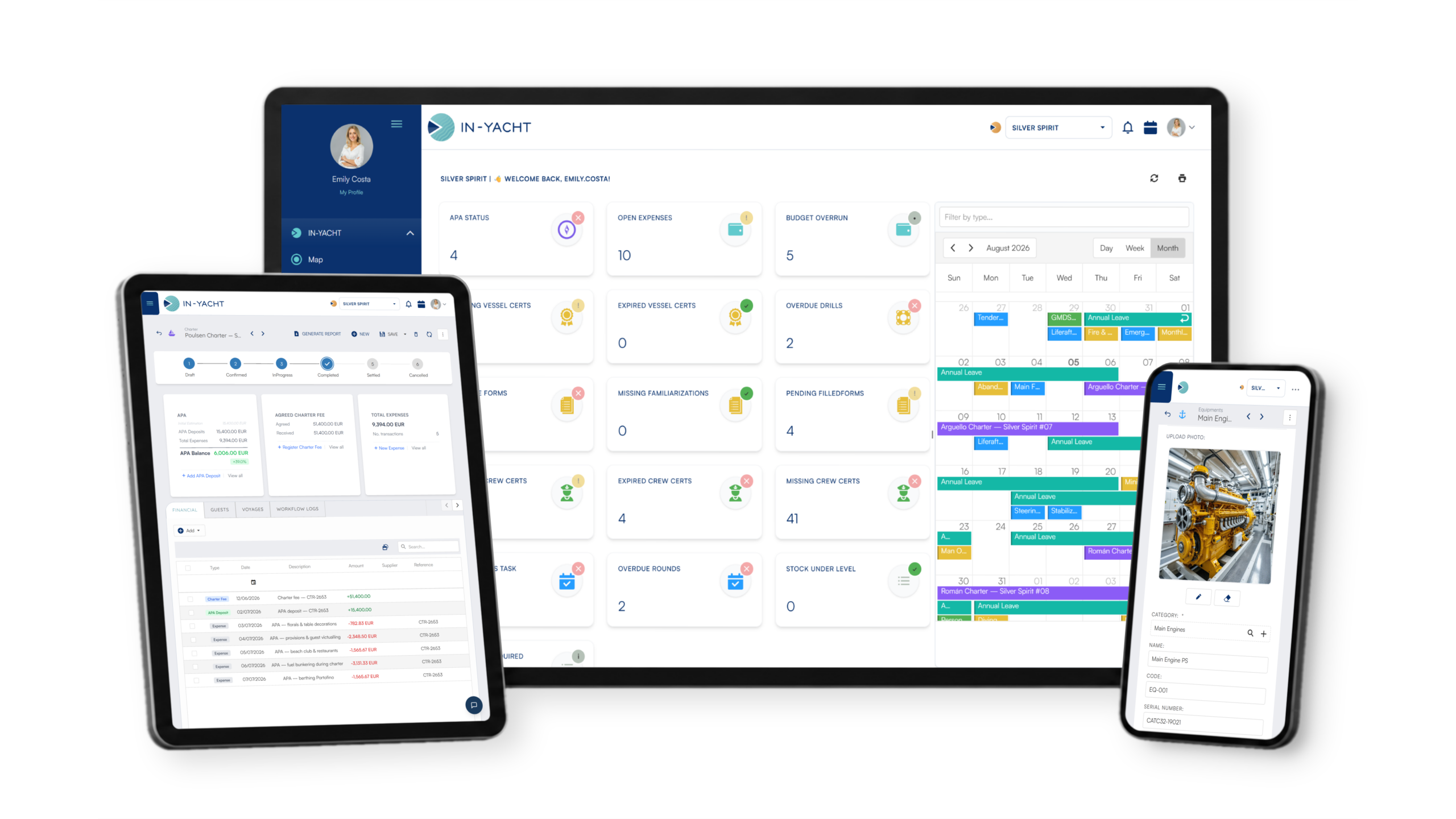 IN-YACHT yacht management software across desktop, tablet and mobile devices